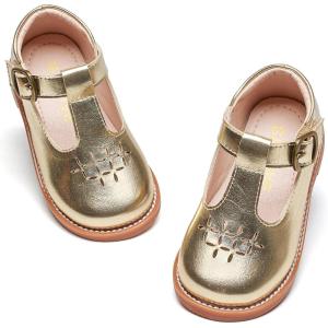 imageGINFIVE Toddler Little Girls Mary Janes Flats Girls Dress Shoes Kids ShoesGg01gold