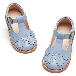 imageGINFIVE Toddler Little Girls Mary Janes Flats Girls Dress Shoes Kids ShoesGg04blue