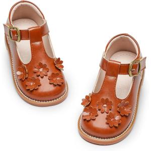 imageGINFIVE Toddler Little Girls Mary Janes Flats Girls Dress Shoes Kids ShoesGg04brown