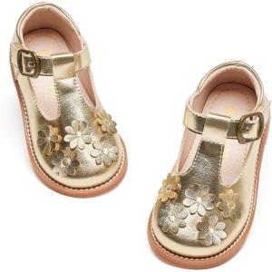 imageGINFIVE Toddler Little Girls Mary Janes Flats Girls Dress Shoes Kids ShoesGg04gold