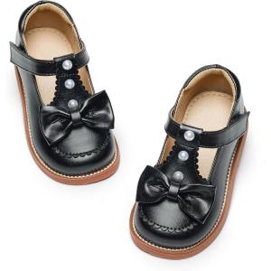 imageGINFIVE Toddler Little Girls Mary Janes Flats Girls Dress Shoes Kids ShoesGg06black
