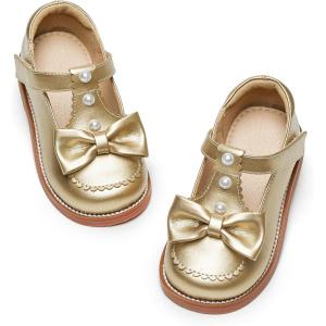 imageGINFIVE Toddler Little Girls Mary Janes Flats Girls Dress Shoes Kids ShoesGg06gold