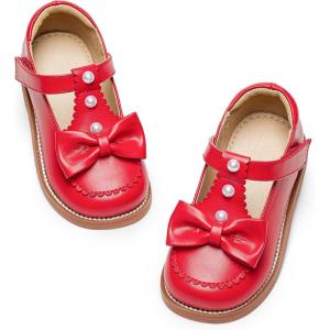 imageGINFIVE Toddler Little Girls Mary Janes Flats Girls Dress Shoes Kids ShoesGg06red