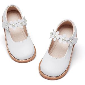 imageGINFIVE Toddler Little Girls Mary Janes Flats Girls Dress Shoes Kids ShoesGg10white