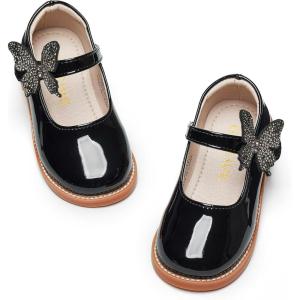 imageGINFIVE Toddler Little Girls Mary Janes Flats Girls Dress Shoes Kids ShoesGr01black