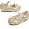 imageGINFIVE Toddler Girls Dress Shoes Little Girls Mary Janes Ballerina Flats Shoes ToddlerGf390gold