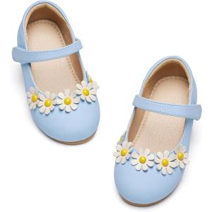 imageGINFIVE Toddler Girls Dress Shoes Little Girls Mary Janes Ballerina Flats Shoes ToddlerGf383blue