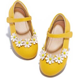 imageGINFIVE Toddler Girls Dress Shoes Little Girls Mary Janes Ballerina Flats Shoes ToddlerGf383yellow