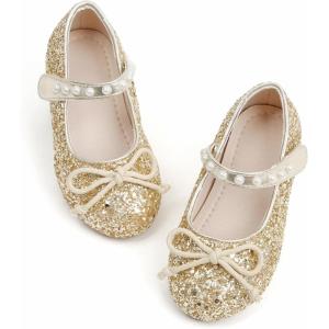 imageGINFIVE Toddler Girls Dress Shoes Little Girls Mary Janes Ballerina Flats Shoes ToddlerGf390gold