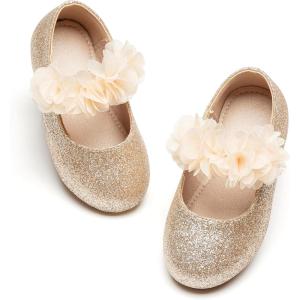 imageGINFIVE Toddler Girls Dress Shoes Little Girls Mary Janes Ballerina Flats Shoes ToddlerGn30gold