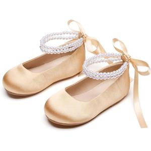 imageGINFIVE Toddler Girls Dress Shoes Little Girls Mary Janes Ballerina Flats Shoes ToddlerGn34  Gold