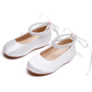 imageGINFIVE Toddler Girls Dress Shoes Little Girls Mary Janes Ballerina Flats Shoes ToddlerGn34  White