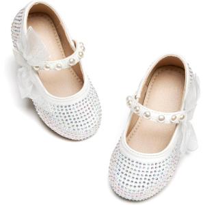 imageGINFIVE Toddler Girls Dress Shoes Little Girls Mary Janes Ballerina Flats Shoes ToddlerGn36white
