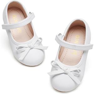 imageGINFIVE Toddler Girls Dress Shoes Mary Janes Ballerina Flats for Girls Shoes ToddlerGf22 White
