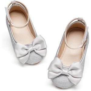 imageGINFIVE Toddler Girls Dress Shoes Mary Janes Ballerina Flats for Girls Shoes ToddlerGg11silver