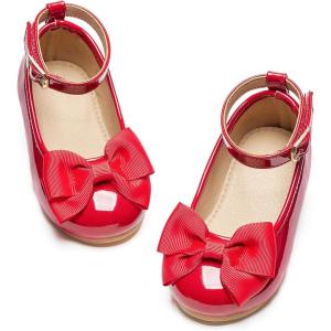 imageGINFIVE Toddler Girls Dress Shoes Mary Janes Ballerina Flats for Girls Shoes ToddlerGg13red