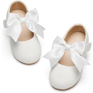 imageGINFIVE Toddler Girls Dress Shoes Mary Janes Ballerina Flats for Girls Shoes ToddlerGg14white