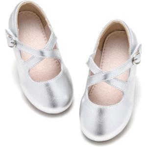 imageGINFIVE Toddler Girls Dress Shoes Mary Janes Ballerina Flats for Girls Shoes ToddlerGn22silver