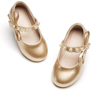 imageGINFIVE Toddler Girls Dress Shoes Mary Janes Ballerina Flats for Girls Shoes ToddlerGn27gold