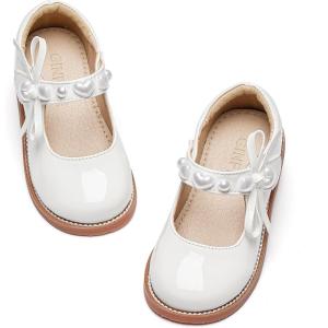 imageGINFIVE Toddler Girls Dress Shoes Little Kids Flats School Mary Janes ShoesGg09white