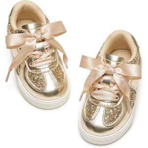 imageGINFIVE Toddler Girls Sneakers Little Girls Slip On Shoes Glitter Sneakers ToddlerGm10gold
