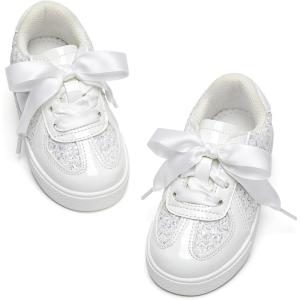 imageGINFIVE Toddler Girls Sneakers Little Girls Slip On Shoes Glitter Sneakers ToddlerGm10white