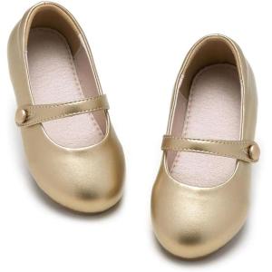 imageGINFIVE Toddler Girls Dress Shoes Little Girls Mary Janes Ballerina Flats Gold Shoes Toddler 6
