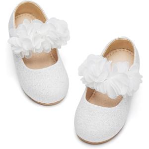 imageGINFIVE Toddler Girls Dress Shoes Little Girls Mary Janes Ballerina Flats Shoes ToddlerGg17white
