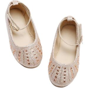 imageGINFIVE Toddler Girls Dress Shoes Little Girls Mary Janes Ballerina Flats Shoes ToddlerGh21  Champagne