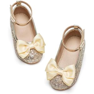 imageGINFIVE Toddler Girls Dress Shoes Mary Janes Ballerina Flats for Girls Shoes ToddlerGg18gold