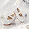 imageGINFIVE Toddler Girls Dress Shoes Little Girls Mary Janes Ballerina Flats Shoes ToddlerGa01silver