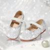 imageGINFIVE Toddler Girls Dress Shoes Little Girls Mary Janes Ballerina Flats Shoes ToddlerGa01silver