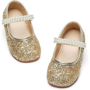 imageGINFIVE Toddler Girls Dress Shoes Little Girls Mary Janes Ballerina Flats Shoes ToddlerGa01gold