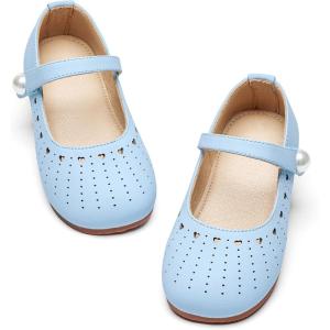 imageGINFIVE Toddler Girls Dress Shoes Little Girls Mary Janes Ballerina Flats Shoes ToddlerGg19 Blue