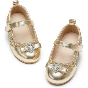 imageGINFIVE Toddler Girls MaryJane Little Girls Slip On Shoes Glitter Ballerina Flats ToddlerGa02gold