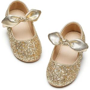 imageGINFIVE Toddler Girls MaryJane Little Girls Slip On Shoes Glitter Ballerina Flats ToddlerGa03gold