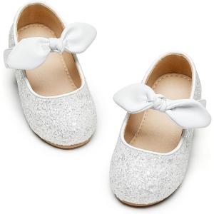 imageGINFIVE Toddler Girls MaryJane Little Girls Slip On Shoes Glitter Ballerina Flats ToddlerGa03white