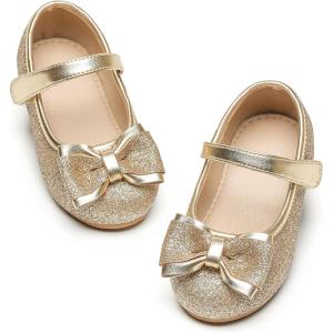 imageGINFIVE Toddler Girls MaryJane Little Girls Slip On Shoes Glitter Ballerina Flats ToddlerGa04gold
