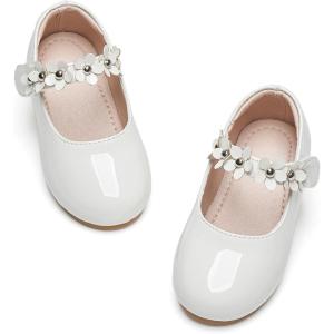 imageGINFIVE Toddler Girls Dress Shoes Little Girls Mary Janes Ballerina Flats Shoes ToddlerGg16white