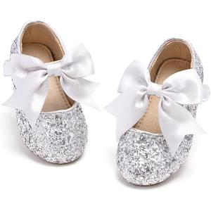 imageGINFIVE Toddler Girls Dress Shoes Little Girls Mary Janes Ballerina Flats Shoes ToddlerGl06silver