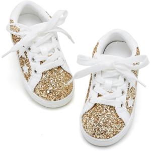 imageGINFIVE Toddler Girls Sneakers Little Girls Slip On Shoes Gold Glitter Sneakers Todder 10