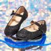 imageGINFIVE Toddler Girls Dress Shoes Little Girls Mary Janes Ballerina Flats Shoes ToddlerGh26glitter Black