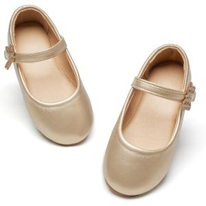 imageGINFIVE Toddler Girls Dress Shoes Little Girls Mary Janes Ballerina Flats Shoes ToddlerGh26gold