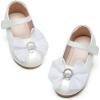 imageGINFIVE Toddler Girls Dress Shoes Little Girls Mary Janes Ballerina Flats White Shoes Toddler 12