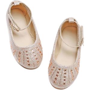 imageGINFIVE Toddler Girls Dress Shoes Little Girls Mary Janes Ballerina Flats Shoes ToddlerGh21champagne
