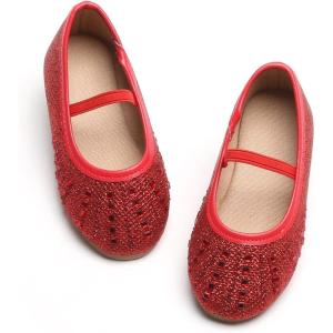 imageGINFIVE Toddler Girls Dress Shoes Little Girls Mary Janes Ballerina Flats Shoes ToddlerGh22red