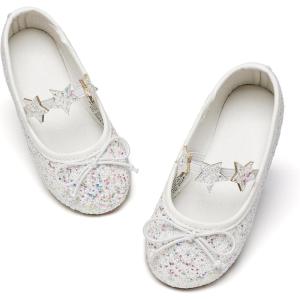 imageGINFIVE Toddler Girls Dress Shoes Little Girls Mary Janes Ballerina Flats Shoes ToddlerGh24white