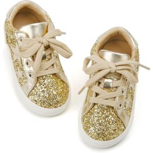 imageGINFIVE Toddler Girls Sneakers Little Girls Slip On Shoes Glitter Sneakers ToddlerGold Gs06