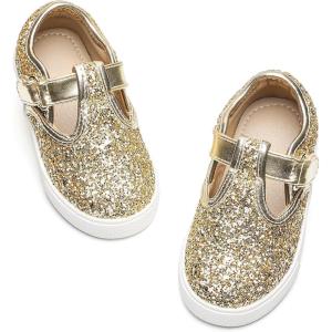 imageGINFIVE Toddler Girls Sneakers Little Girls Slip On Shoes Glitter Sneakers ToddlerGs05gold