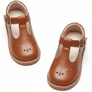 imageGINFIVE Toddler Girls Dress Shoes Little Kids Flats School Mary Janes ShoesGf282  Brown